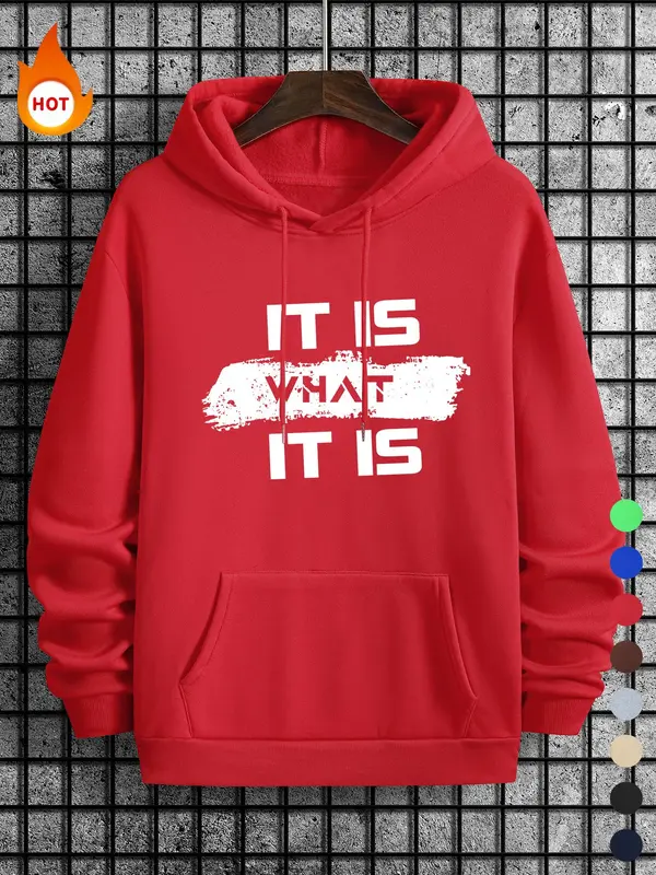 Men's Letter Print Drawstring Essentials Long Sleeve Hoodie, Casual Pocket Hooded Sweatshirt for Spring & Fall, Hoodies for Men, Men's Pullover Top for Daily Wear, Mens Clothing, Mens Clothing, Go Out Tops, Graphic Hoodies, Streetwear, Menswear 7