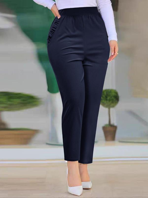 Women's Solid Color Pants, Casual Comfy Trousers for Daily Wear, Ladies Bottoms for All Seasons 1