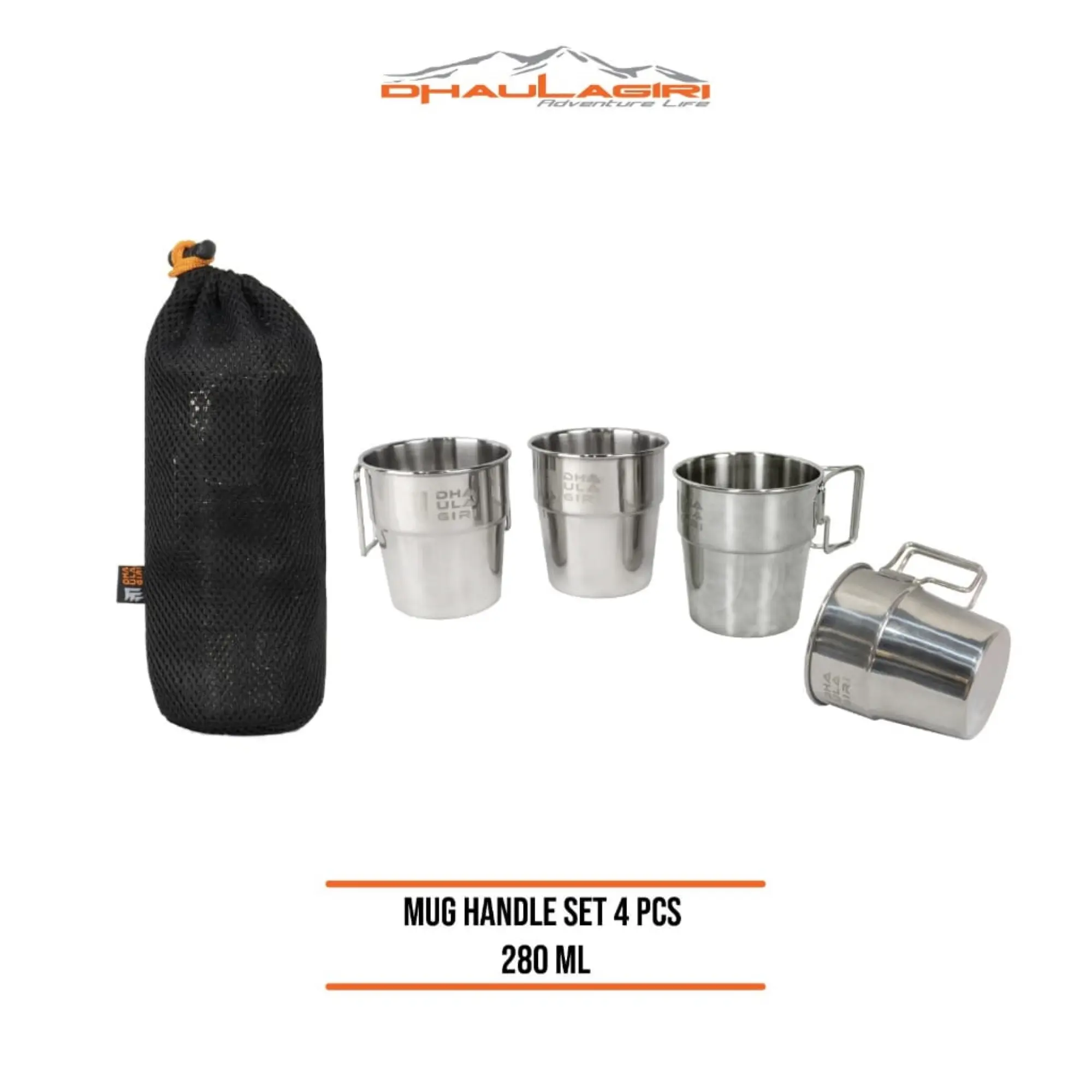 DHAULAGIRI MUG HANDLE SET ISI 4PCS 250ML GELAS CAMPING SATU SET