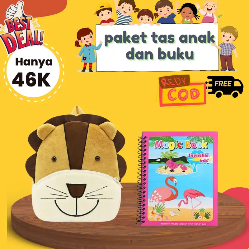 MSS (COD) Tas Ransel Anak Karakter Hewan Anak Bayi Tas Punggung Fashion Tas Ransel Anak sekolah TK SD Karakter Bag Backpack Mini Motif Cartoon Cute cod Murah Fashion 5