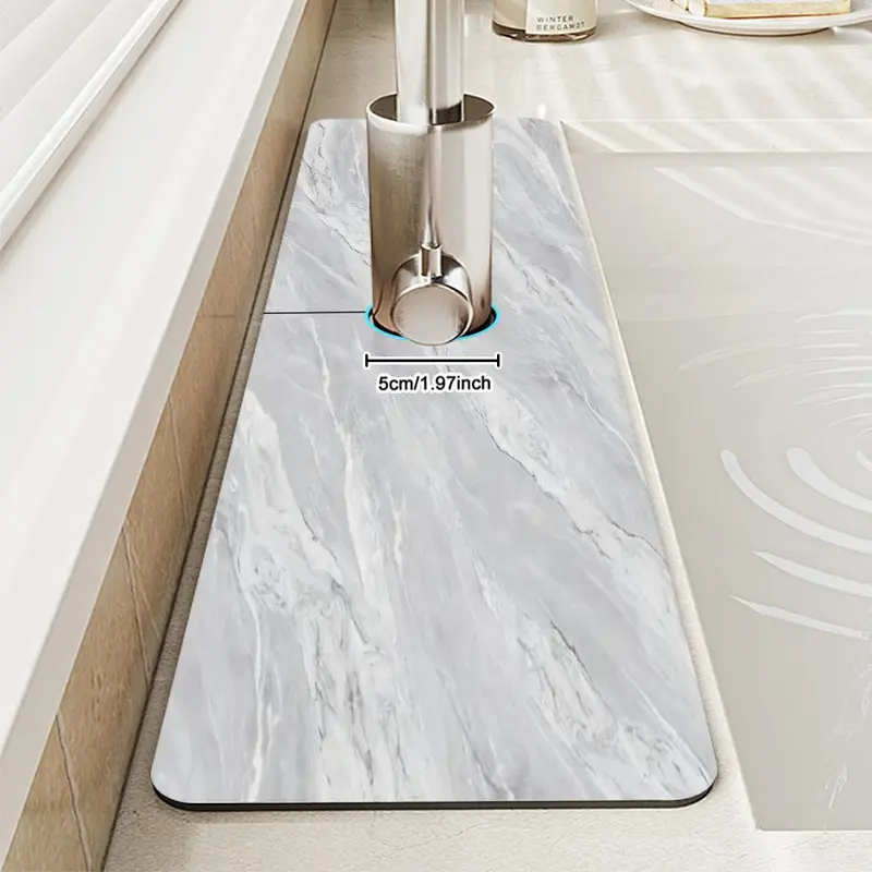 Marble Pattern Faucet Mat, Waterproof Durable Rubber Splash Guard, Non-slip Sink Mat, Kitchen Sink Accessories, Home Supplies 2