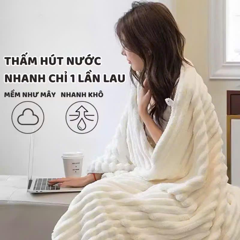 Product Introduction of Combo 4 khăn tắm sóng nước 50x100cm microfiber cao cấp, Mềm Mịn, Thấm Hút Nước Tốt, Không Phai Màu + Tặng 5 khăn Đa Năng - Minh Nguyệt Boutique-tb 21