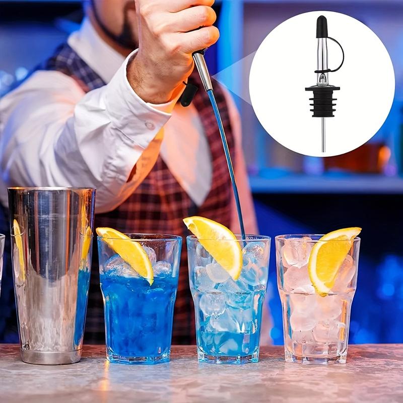 4/6/8/12pcs stainless steel pourer,bottle pourer and vinegar conical stopper nozzle, pourer with rubber dust cap, bar accessories Kitchenware 7