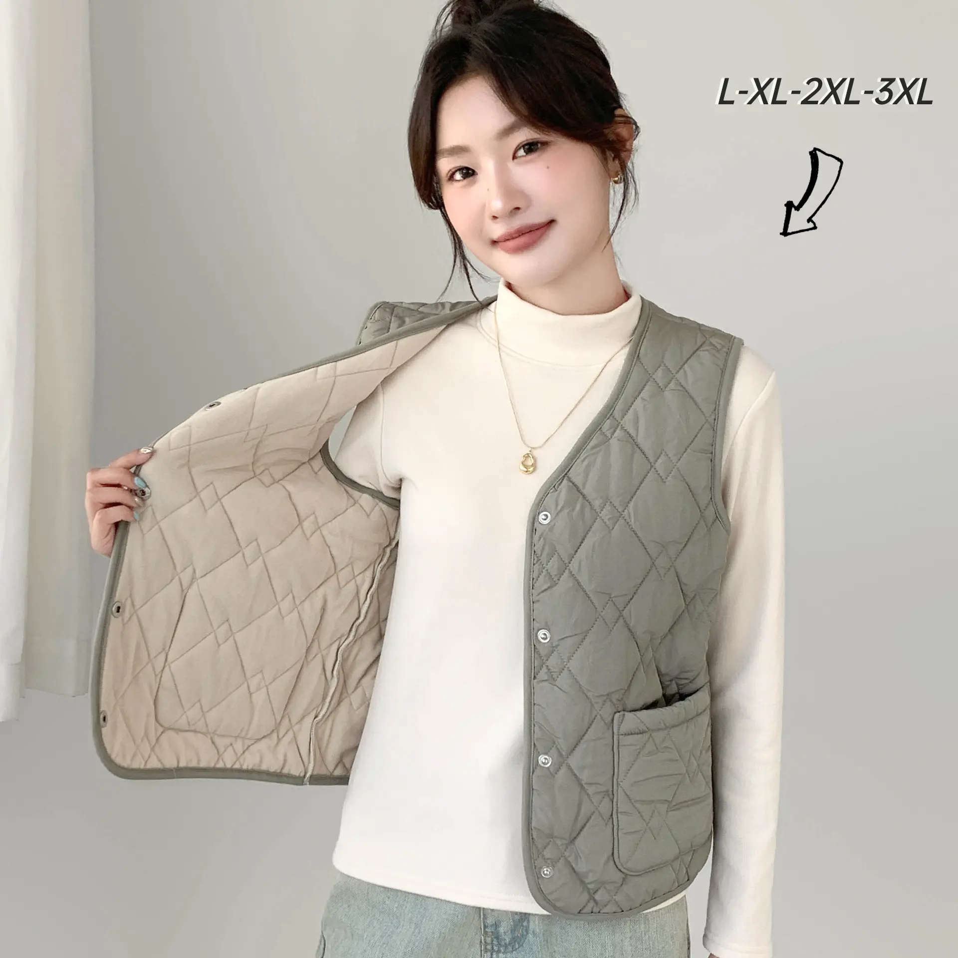 Áo Ghi Lê Nhung Bông Giữ Nhiệt, Dành Cho Nữ, Trang Phục Mùa Thu Và Mùa Đông, Phong Cách Thường Ngày Cổ Chữ V, Áo Ghi Lê Ngắn