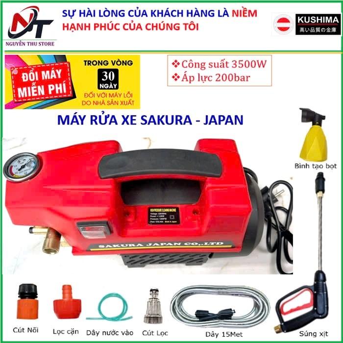 Máy rửa xe sakura gia đình  áp lực cao công xuất 3500W động cơ lõi đồng