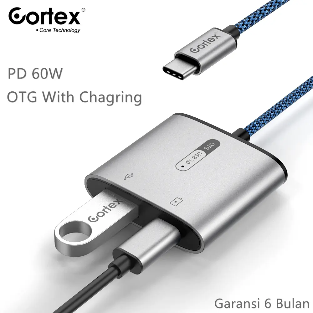 Cortex Power - MH366 OTG USB C/Type-C To USB 3.0 + 60W Charging 2in1 splitter Adapter