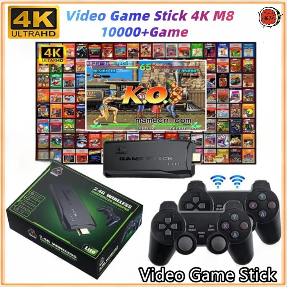 Video Game Console 2.4G Double Wireless Controller ps 3 full game + stick 2 Game Stick 4K 10000 games 64GB/32GB Retro games For TV boy gift ps 2 full game + stick 2