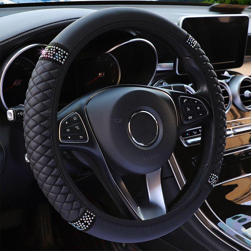 Artificial Rhinestone Car Steering Wheel Cover, Decorative Car Steering Wheel Protector, Car Interior Accessories For Decoration, Pink 1
