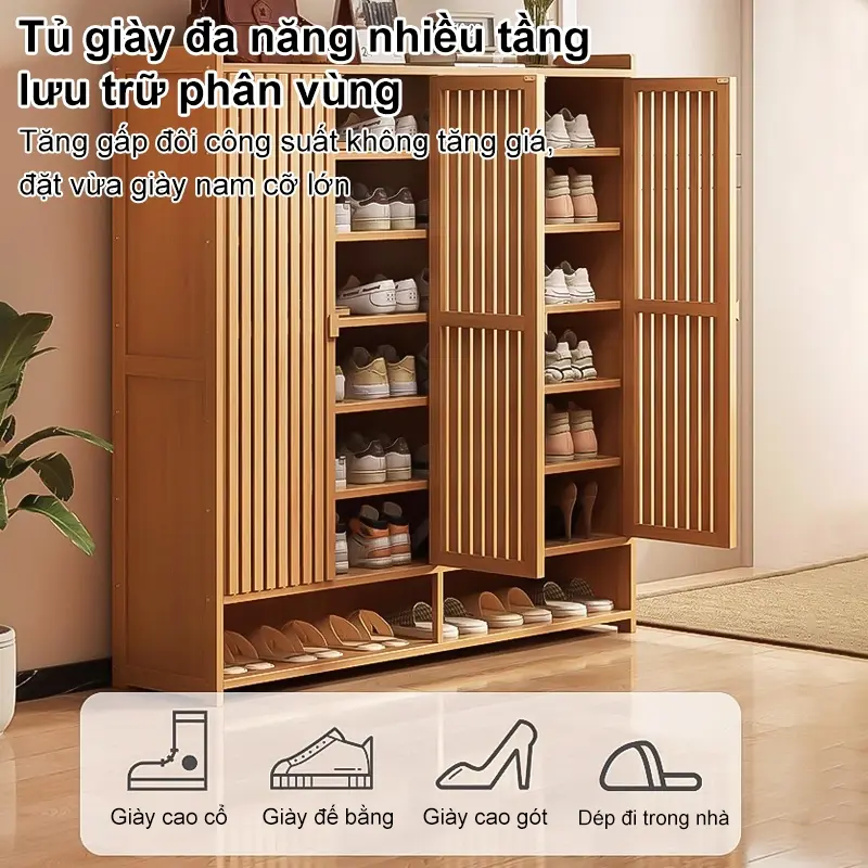 AI Tủ giày 6/7/8 tầng Kệ giày tre có cửa 4
