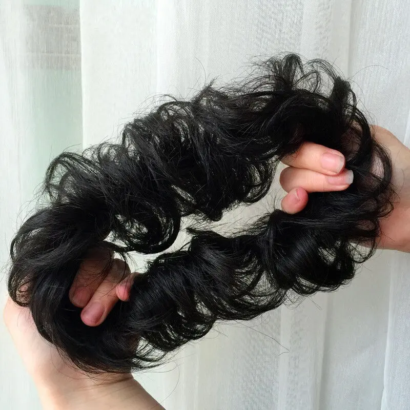 Búi Tóc Giả, Búi Tóc Xoăn, Bồng Bềnh Scrunchies Thật, Tóc Cuộn, Tạo Mẫu, Kiểu Tóc Giống Như Nụ Hôn, Thực Tế, Phụ Kiện Đội Đầu Nữ, Dây Buộc Tóc Hoa Wig crimped  wig 4