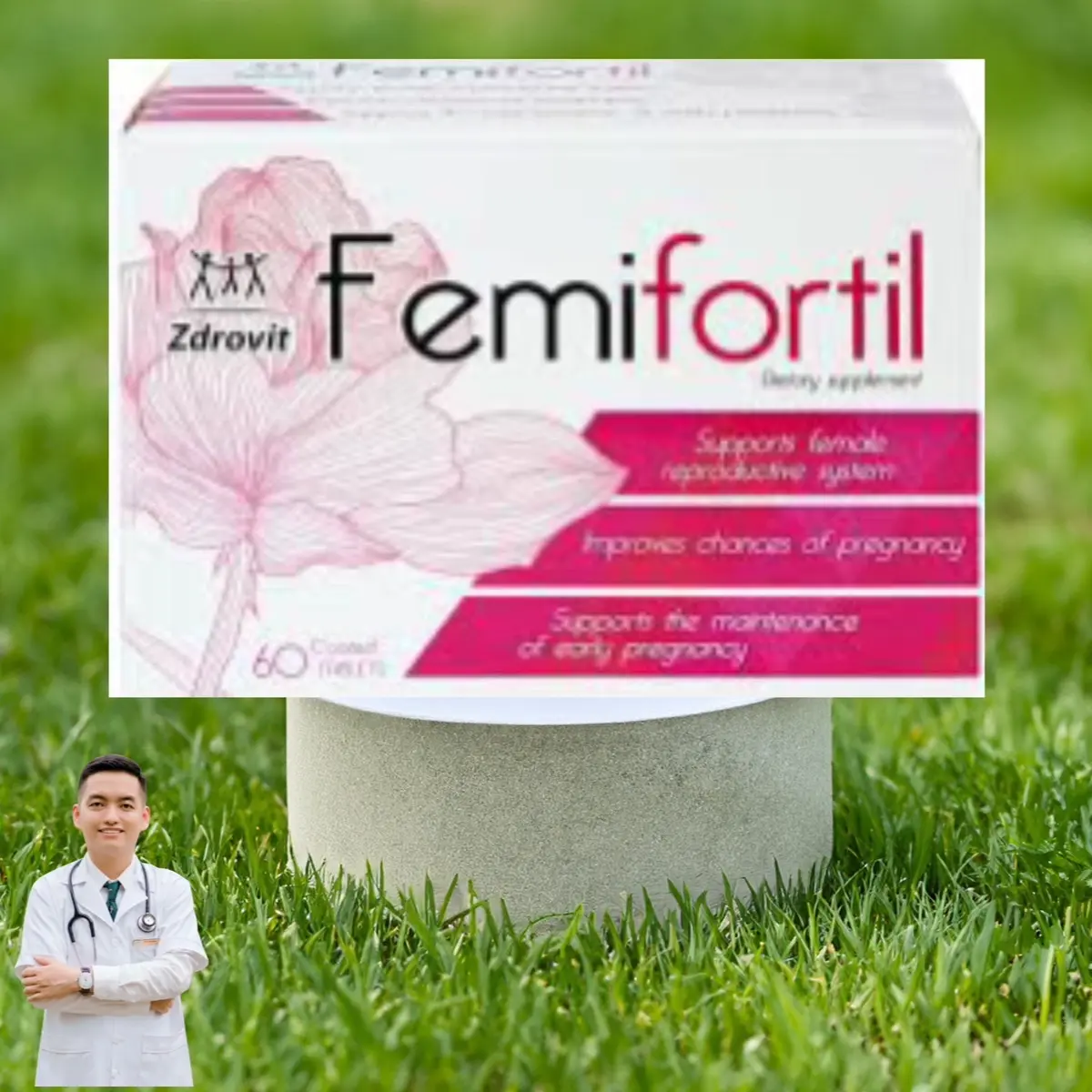 Femifortil: Viên uống bổ trứng tăng khả năng thụ thai- hộp 60 viên
