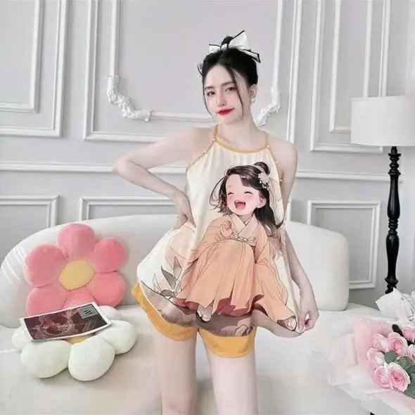 [40-85kg]Séc đồ bộ yếm chất vải lụa phi lụa l1 dành cho nữ trong dịp hè ! | BigBuy360 - bigbuy360.vn