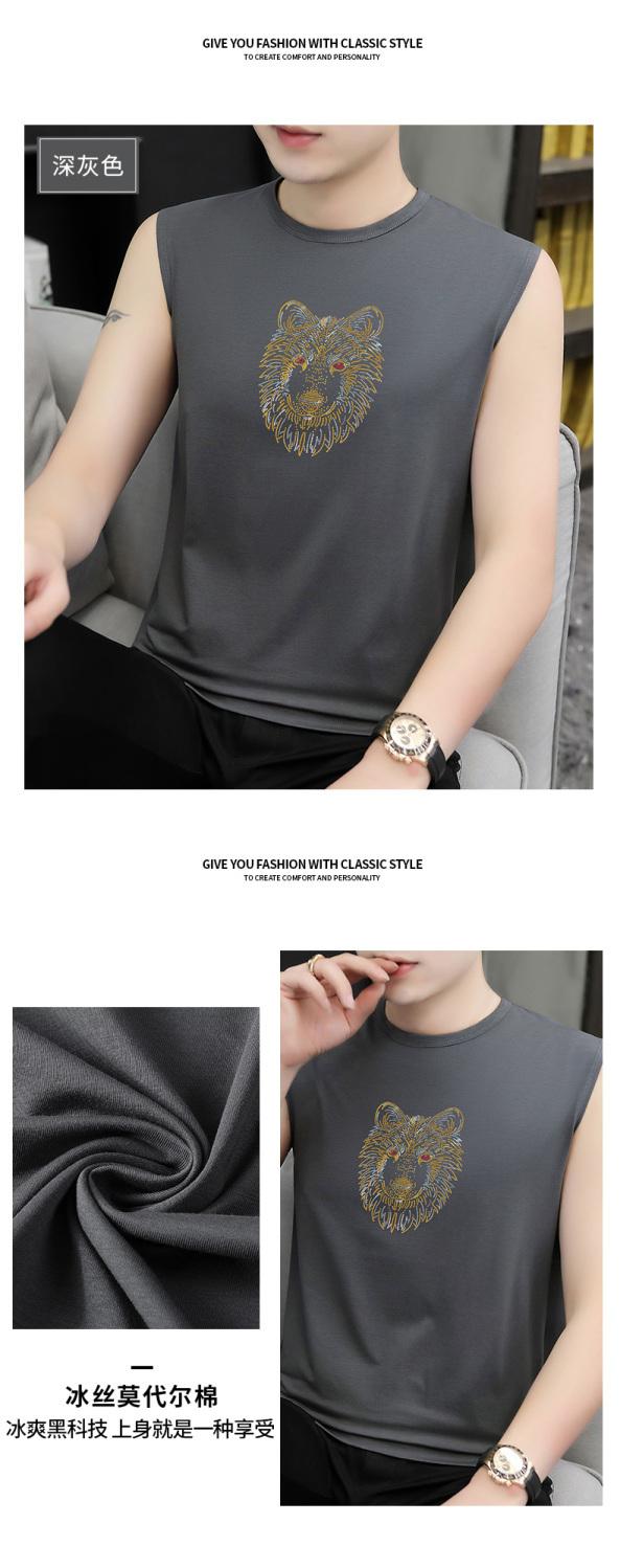 Product Introduction of Ice Silk Modal Thin Sleeveless Vest for Men Summer New Trendy Stylish Short Sleeve Undershirt Base T-Shirt Men's Sport 23