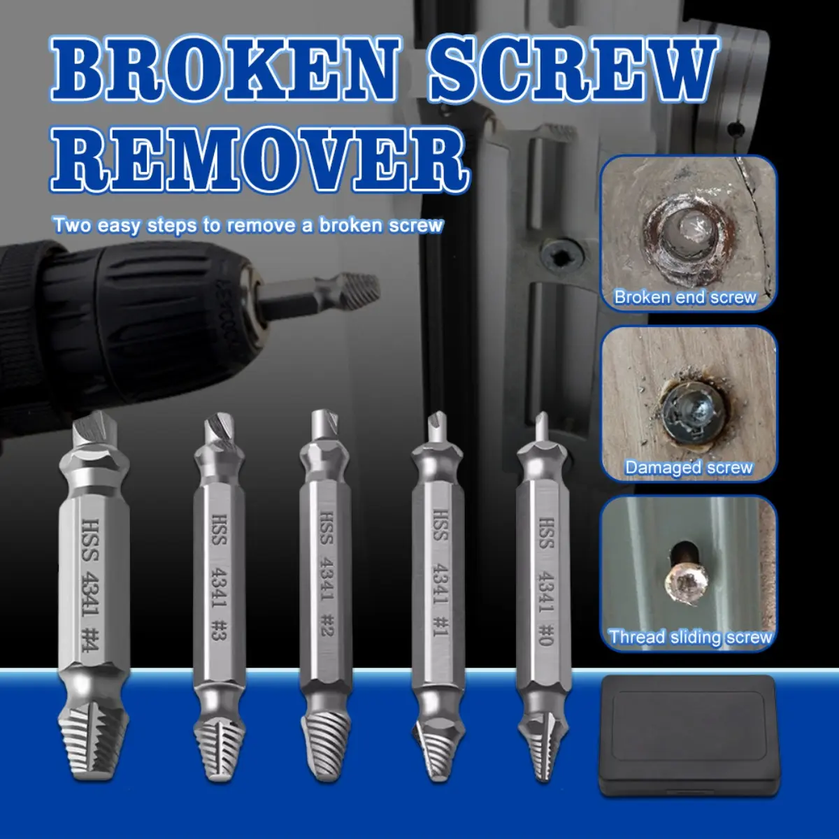 Broken Wire Remover Screw Extractor Kit Damaged Bolt and Screw Head ...