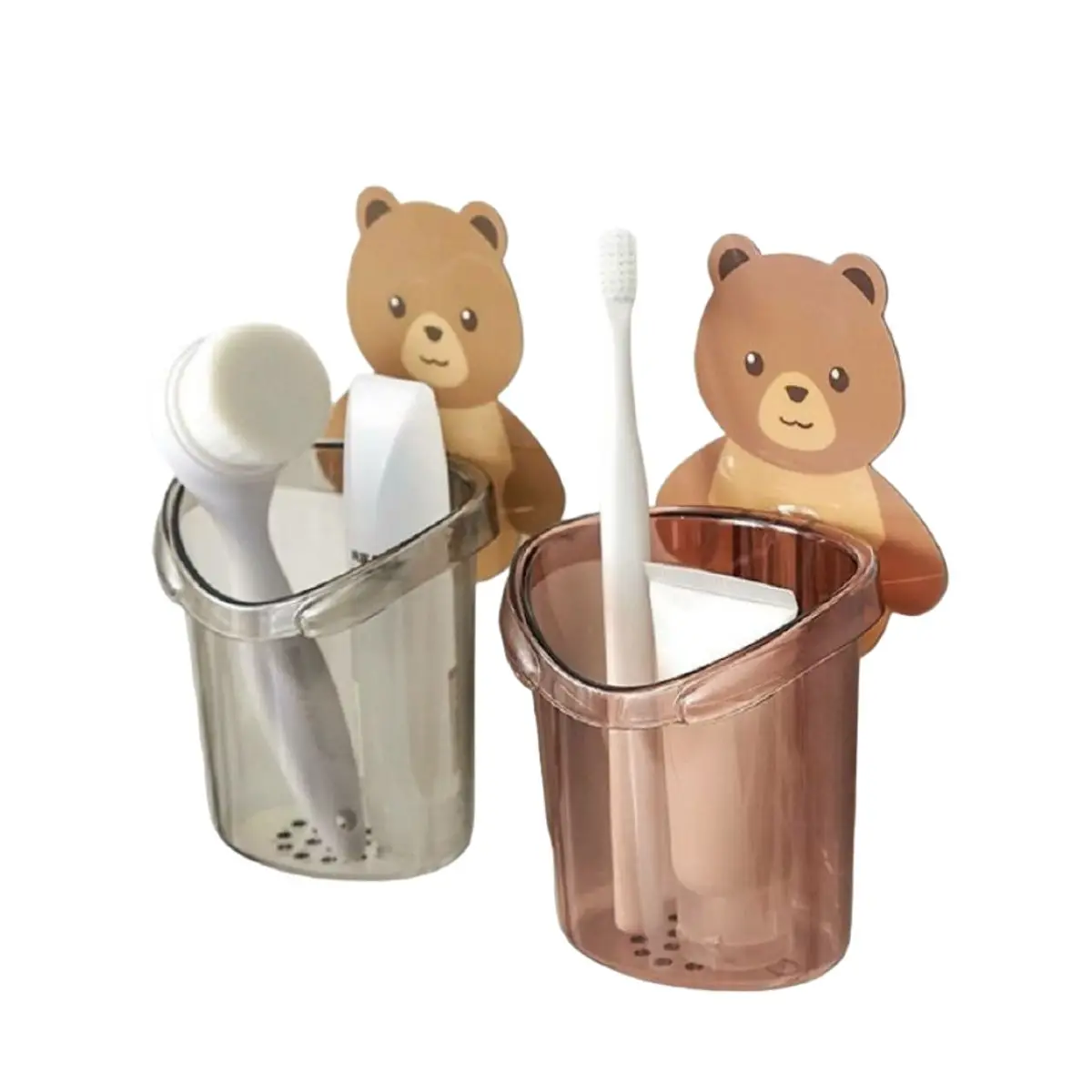 Cốc gấu dán tường dính siêu chắc - Cốc Có Lỗ Thoát Nước Tiện Lợi
