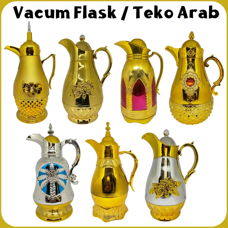 Teko arab 1L emas Vacum Flask termos ZAM ZAM Kaca Plastik Tea 0