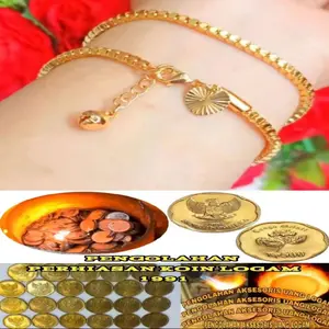 gelang tangan koin asli 1991-1992 warna emas gelang Melano kaca bahan titanium dan xuping anti luntur