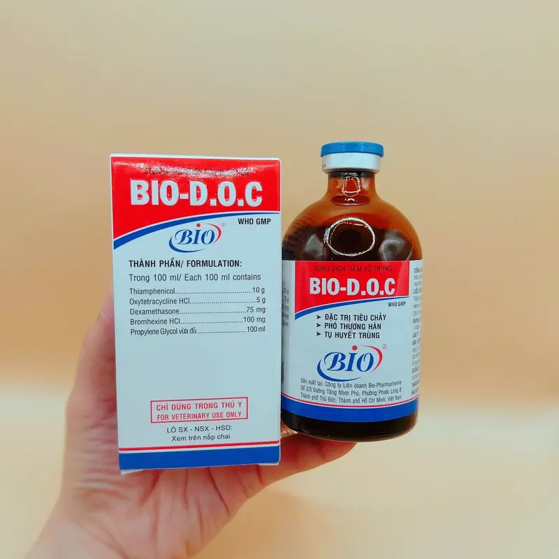 Bio D.O.C (Bio doc 100ml) dung dịch tiêm đặc trị tiêu chảy, phó thương hàn, tụ huyết trùng chó, mèo, gà chọi, gà tre, gà nòi, gia súc, gia cầm (dạng lỏng) 3