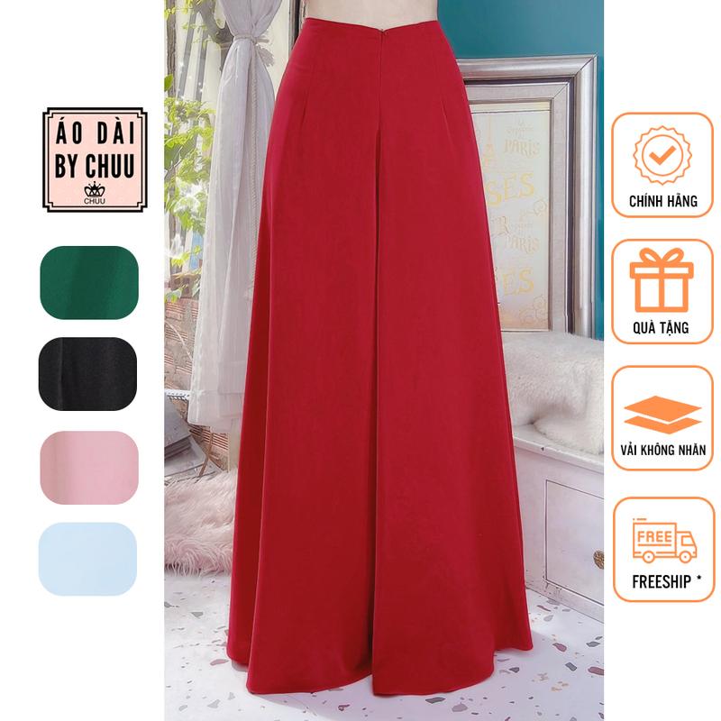 Quần váy lụa, quần lụa mặc áo dài nữ, quần lụa có lưng chun CHUU F8007