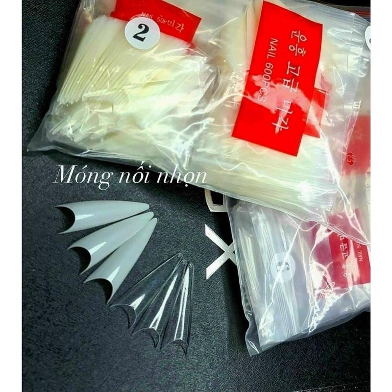 Móng Nối típ  Các Fom Hàn , thang , nhọn , màu trong và đục , gói 500 móng đủ size số , Dùng để đắp bột nối móng tay chân nail làm đẹp Nữ Sơn Gel Làm Nail