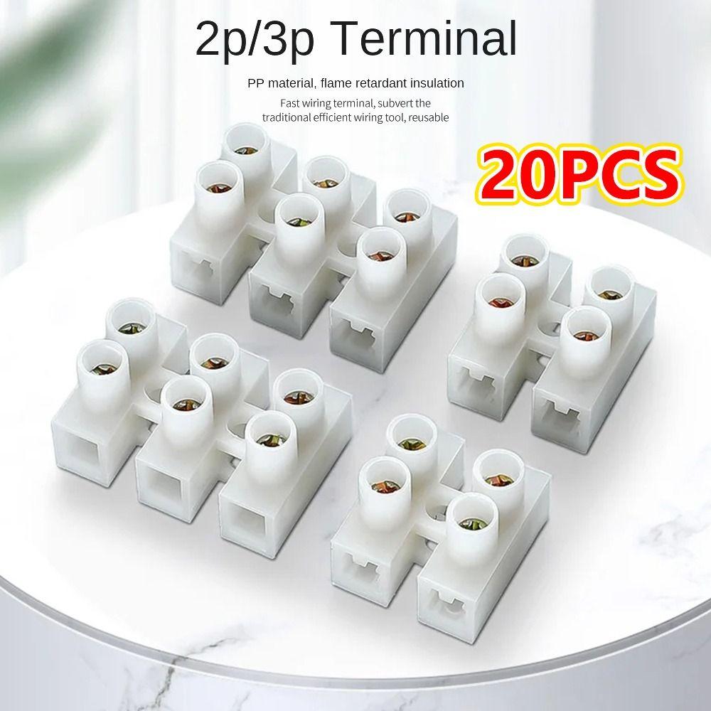 20Pcs Durable Plastic LED Lighting Terminal Block 10A 2P/3P Wire ...