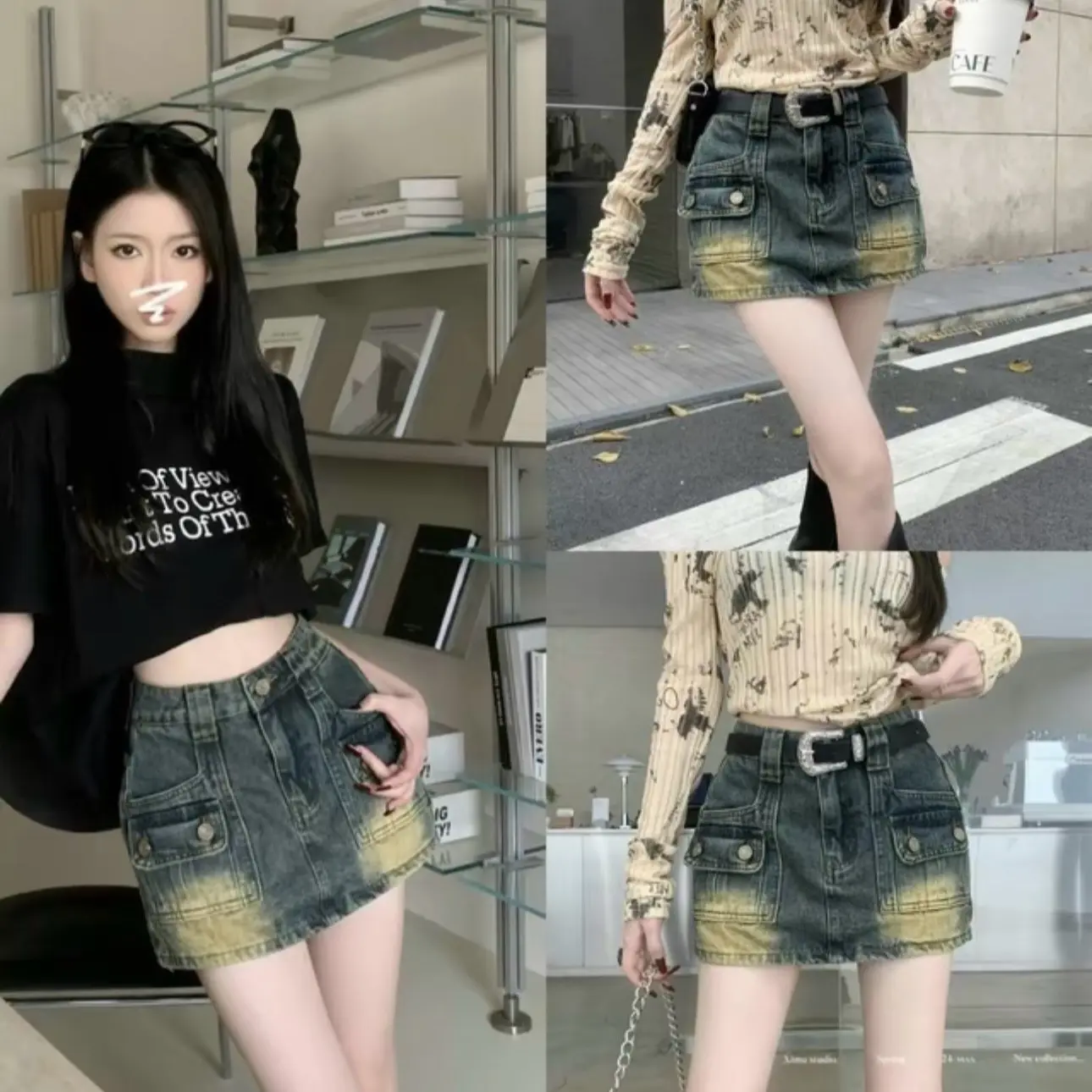 Chân Váy túi hộp cạp cao denim classic 08 Nữ Women Nữ Women