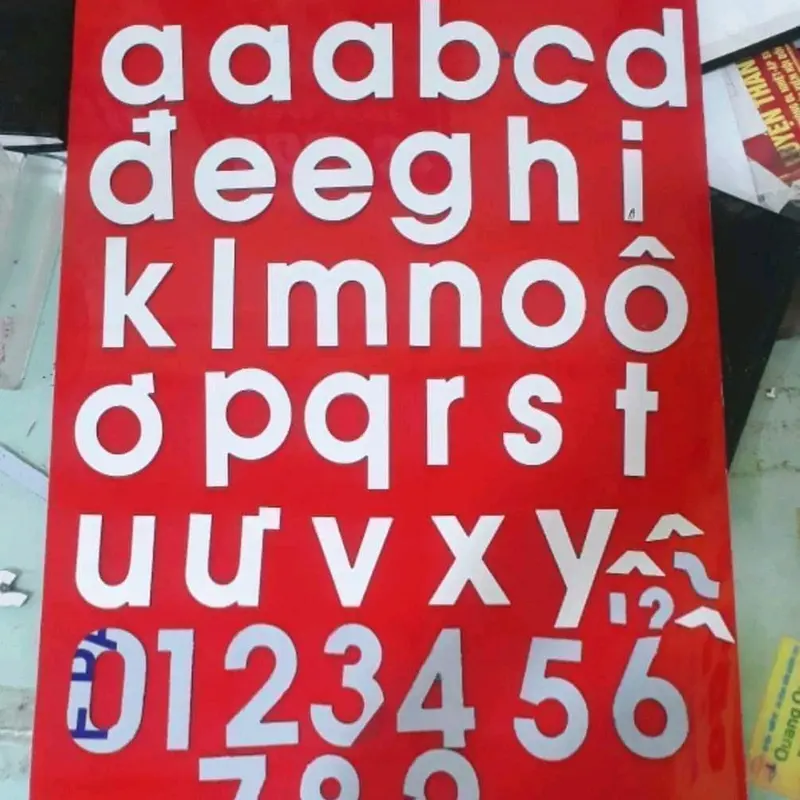 Bộ kit khuôn chữ alumech size 5cm, chữ cao nhất g,d,l cao 5cm còn chữ thấp a e,o cao gần 4cm 0