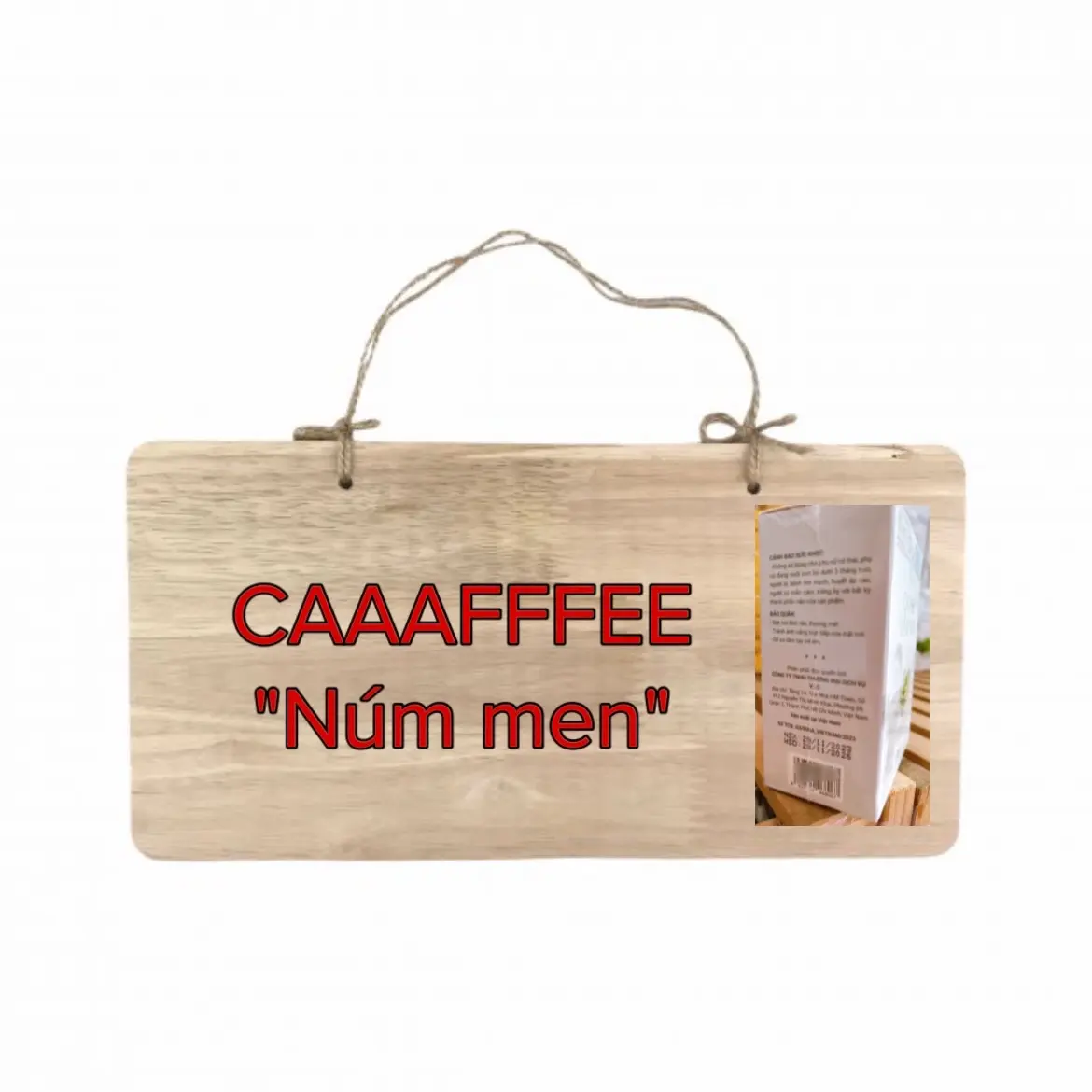 Bảng gỗ CAAFFEE “nén măm” NHỎ 6 gói in hình