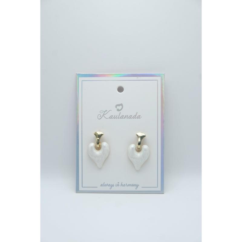 Kaulanada Earrings Anting Drop Gantung Wanita Gold Plated Heart with Sterling Silver Posts 2