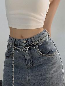 1 Pieza Cinturón de cadena con decoración de corazón calado para mujer, Cinturón de cintura decorativo de moda para jeans falda vestido