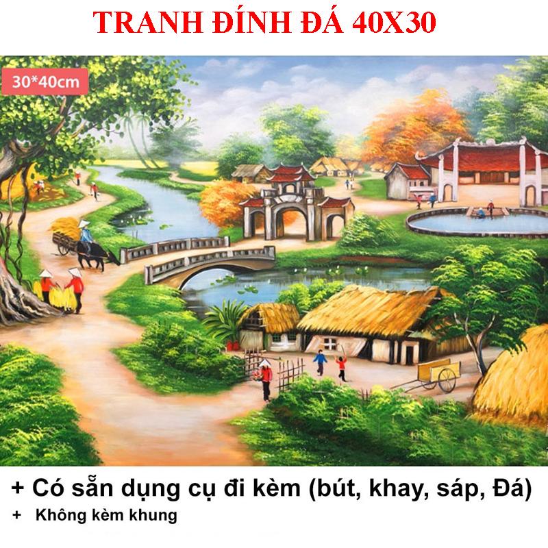 Tranh Đính Đá 5D Tranh Phong Cảnh Kích Thước 40x30cm Vải Canvas Nhiều Mẫu Đẹp Handmade DIY