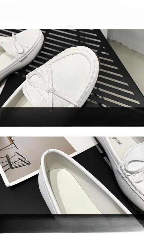 Product Introduction of Doudou shoes, women's new flat sole single shoes, cow tendon soft sole, lazy people step on mom's white nurse shoes 2