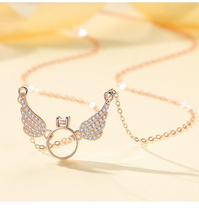 Product Introduction of Angel Wing Diamond Pendant Necklace, Wings Can Move, Elegant Collarbone Chain For Women 1