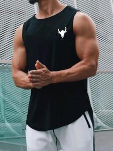 Camiseta sin mangas con cuello redondo y estampado de toro para hombre, Camiseta informal sin mangas de corte normal para el día a día, Ropa de verano 2024, Ropa transpirable para hombre para todas las temporadas