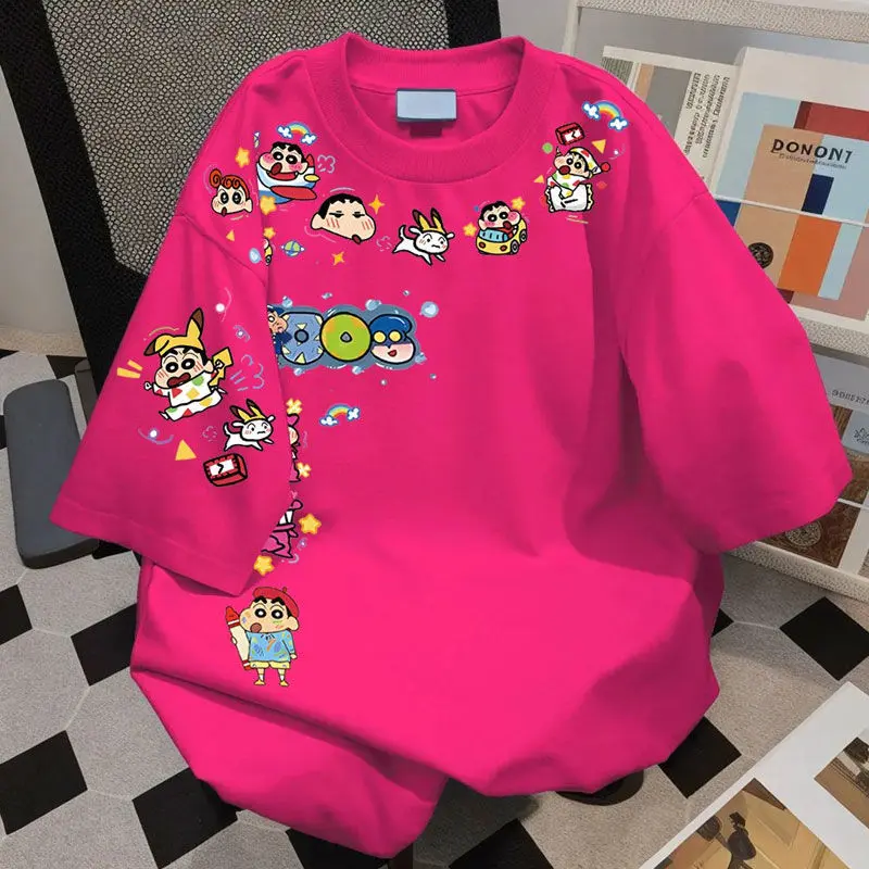 Áo Thun ngắn Tay 100% Cotton, Quần Áo Bán Chạy, Dành Cho Nam Và Nữ, Hàng Mới Về Mùa Hè, In Hình Shin-chan Bút Chì Màu Thiết Kế Đẹp, Áo Đôi Cao Cấp, Hợp Xu hướng, Năm 2025 Menswear Cổ Tròn 1