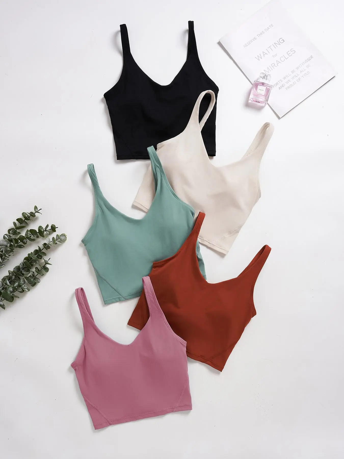 Women's Solid Color Racer Back Sports Bra, Breathable Comfortable Quick Drying Push Up Bra, Workout Clothes, Top, Gym Clothes, Ladies Sportswear for Indoor Outdoor Wear, Gymclothes, Women's Bras, Activewear