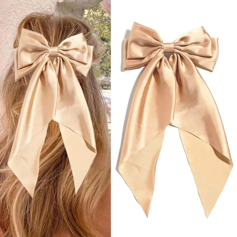 SATIN BOW HAIR CLIP CHAMPAGNE SATIN BOW HAIR CLIP CHAMPAGNE
