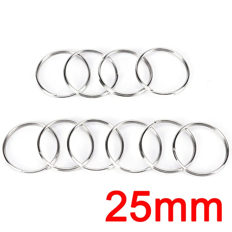 10pcs Steel Keyring Split Key Rings Nickel Hoop Ring Nickel  Steel Loop