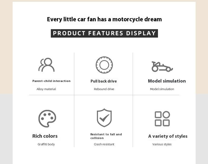 Product Introduction of Alloy Pull Back Motorcycle Simulation Pedal Toy Car Model Keychain Pendant Gift Clip Doll Gift 1