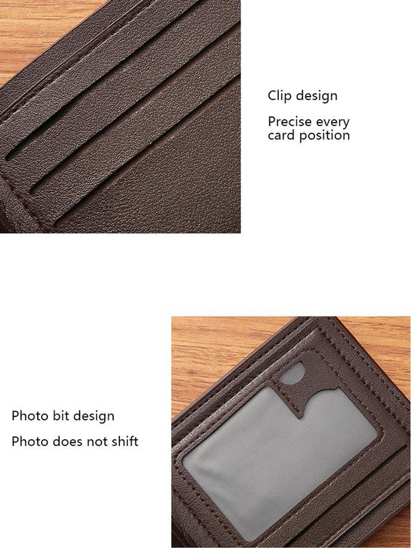 Men's Business Matching Minimalist Short Wallet As Gift, Trendy All-match Pu Leather Bifold Wallet for Men, Classic Card Holder As Gift for Boyfriend, Husband, Valentine's Day, Gift 6