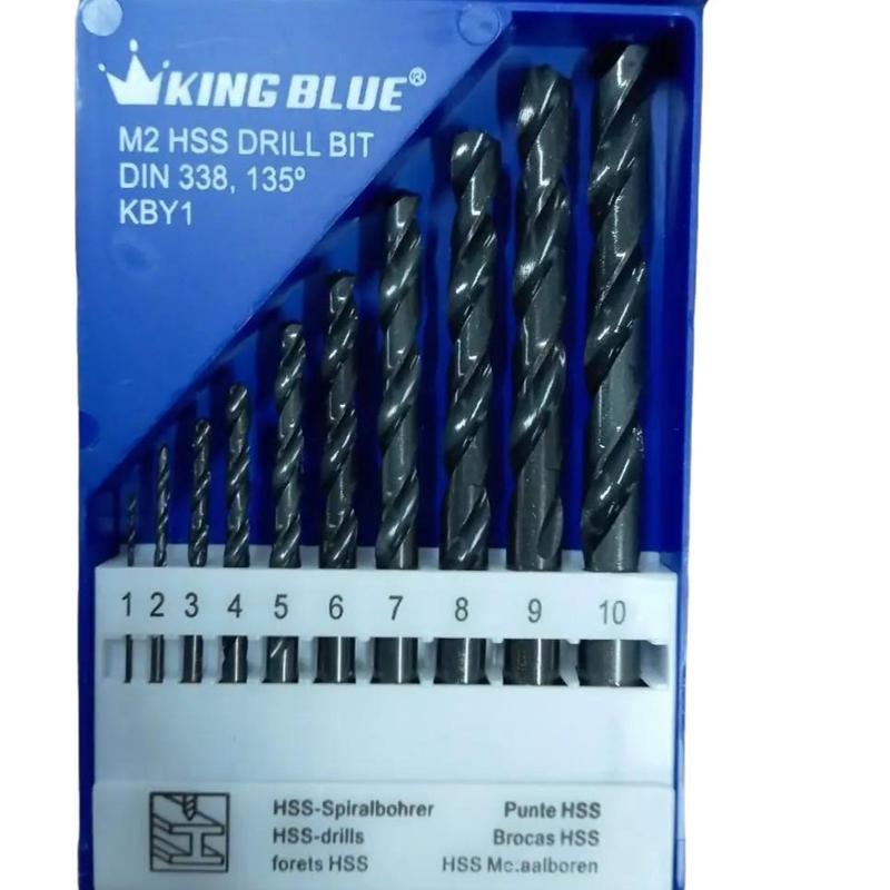  Hộp 10 mũi khoan Inox King Blue thép HSS M35 CO 5% 10 size từ 1 đến 10mm 