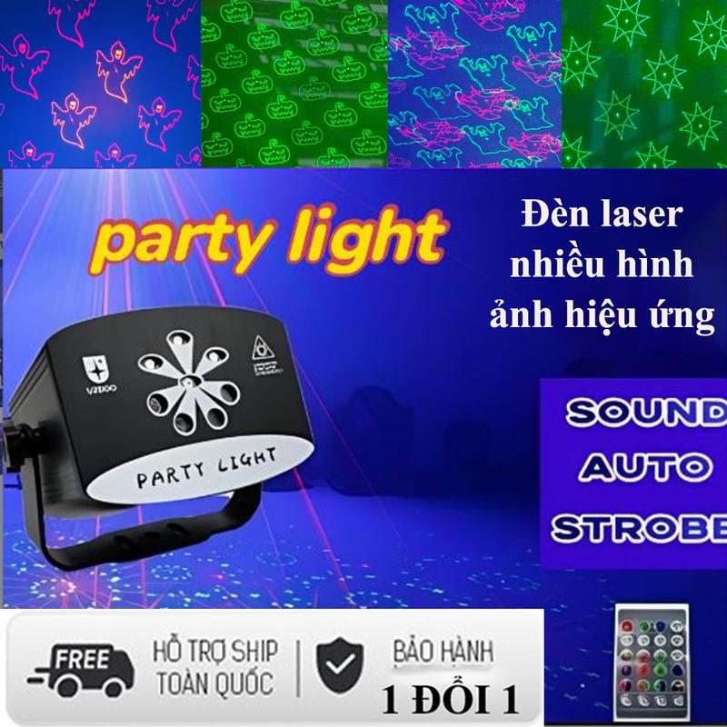 Bản PRO - Đèn led laser party light trang trí sân khấu phòng karaoke tiệc cảm biến theo nhạc nhiều hình ảnh hiệu ứng 