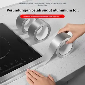 1-Thickened Aluminum Foil Tape Flame Retardant High Temperature Resistant Kitchen Oil-proof Easy-to-Wipe Waterproof Sticker for Stove Gap Mildew-proof Seam Sticker