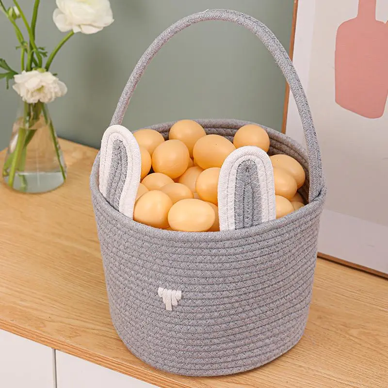 Easter Basket, 1/2 Counts Cute Rabbit Ear Design Basket, Easter Egg Hunt Basket, Home Organizer for Easter Party Decoration 7