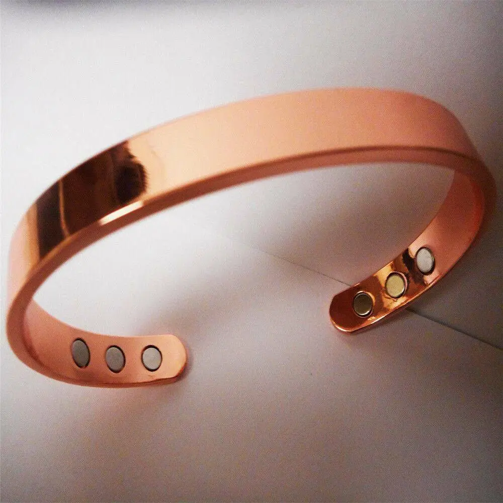 Gelang Tembaga Magnetik, Untuk Lelaki dan Wanita, Terapi Penyembuhan, Gelang Melegakan Sakit Artritis, Barang Kemas Manset Terbuka