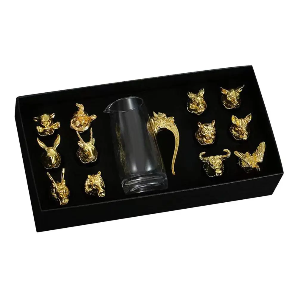 Whisky Glasses Set Wine Dispenser Chinese Style Flagon Glass Set for Home Garden
