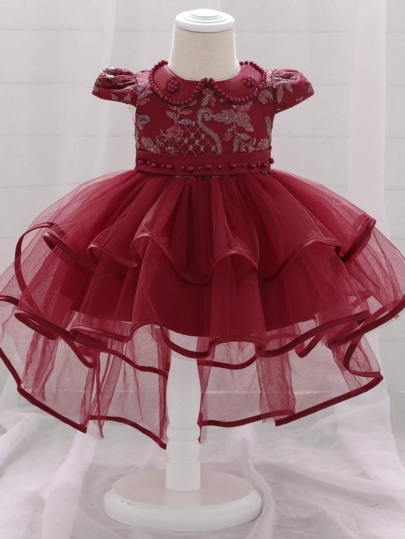 Product Introduction of Baby Girl's Contrast Sequins Puff Sleeve Tulle Dress, Cute Elegant Princess Dress for Party Birthday Festival, Infant Toddler Kids Clothes for All Seasons 6