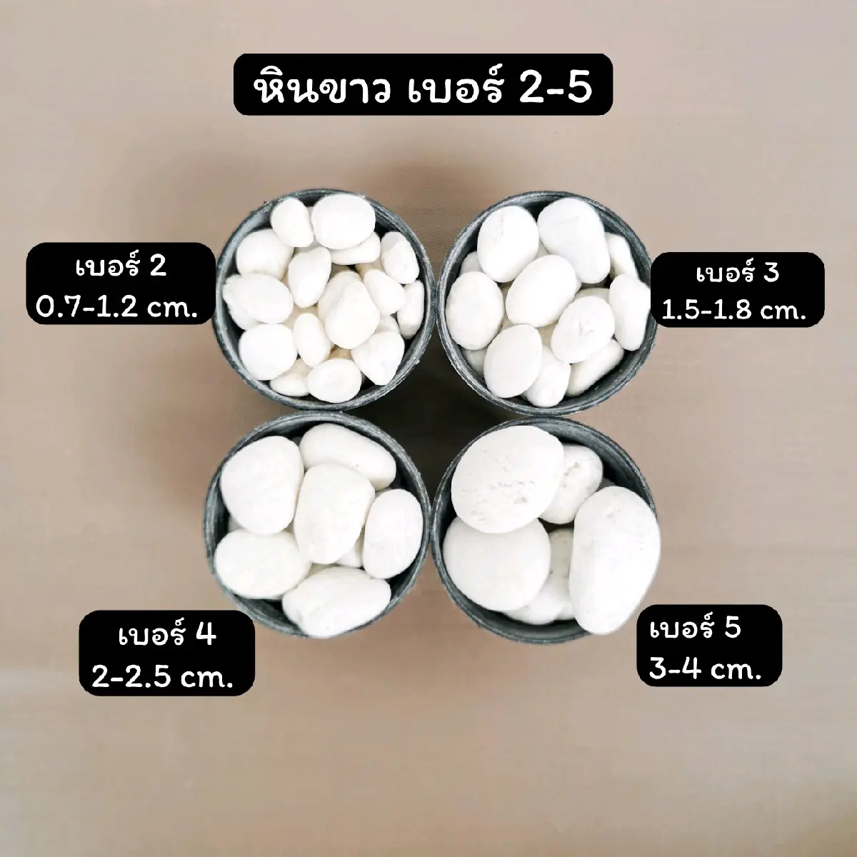 หินโรยกระถาง หินกรวด หินแกลบ หินตู้ปลา หินสีขาว (500g.)