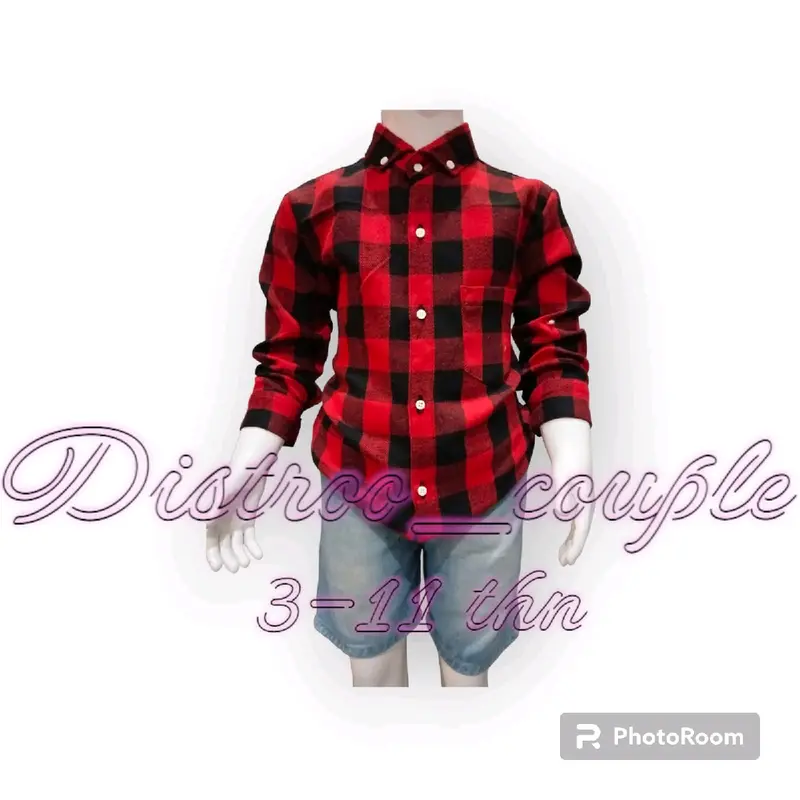 Baju Kemeja Flanel anak laki/perempuan import Motif Kotak-kotak Hitam Putih 7