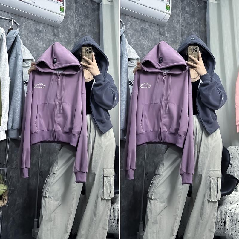Áo khoác nỉ croptop hoodies phù hợp dành cho nữ  Menswear Nhung 3